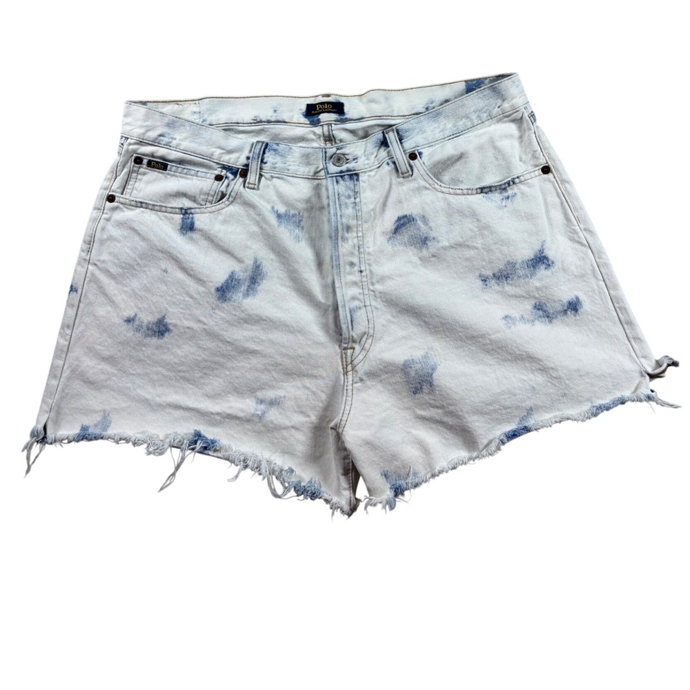 Polo Ralph Lauren Sprighton Boyfriend Shorts Light Wash Distressed Denim 32